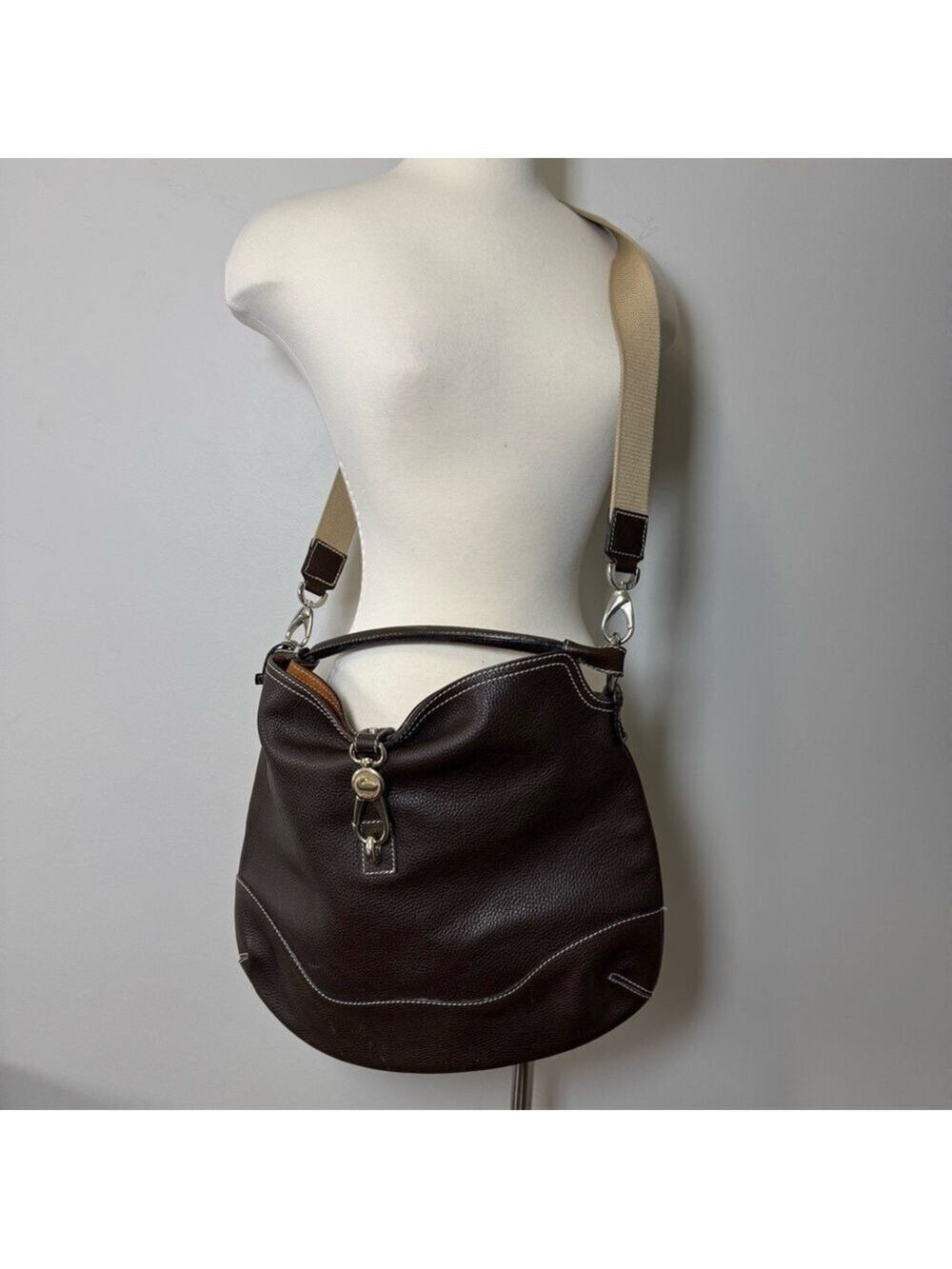 Dooney & Bourke Logo Lock Hobo Large Shoulder Bag Pebbled Leather